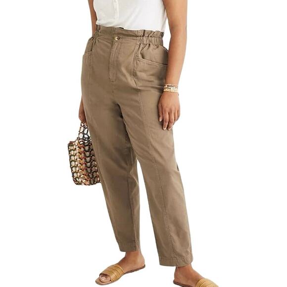 Madewell Pants - Madewell Womens Pull-On Paperbag Brown Cotton Cropped Pants Size 29 US 8